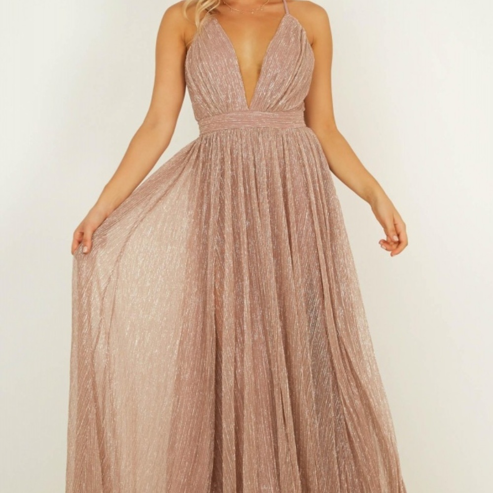 Showpo Simply Perfection Maxi Dress In Blush Lurex